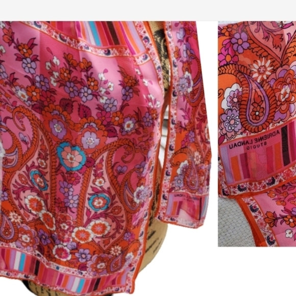 Adrienne Landau‎ Paisley Silk vintage  scarf - Picture 1 of 7